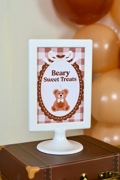 Beary Sweet Treats Sign for a teddy bear birthday party