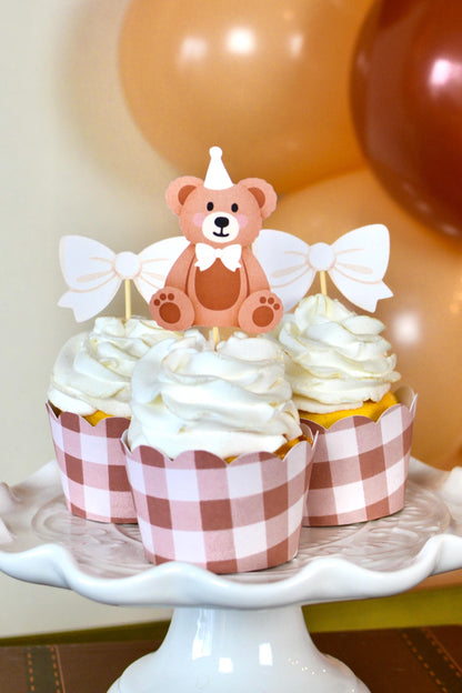 Teddy Bear Cupcake Toppers, set of 5, view 2