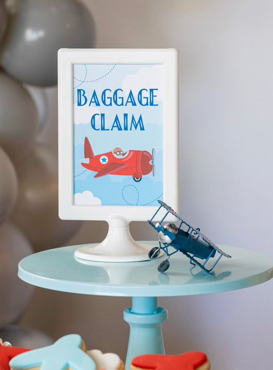 Baggage Claim Vintage Airplane Party Sign