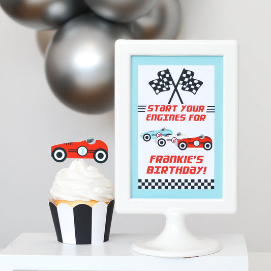 Personalized Vintage Race Car Welcome Sign