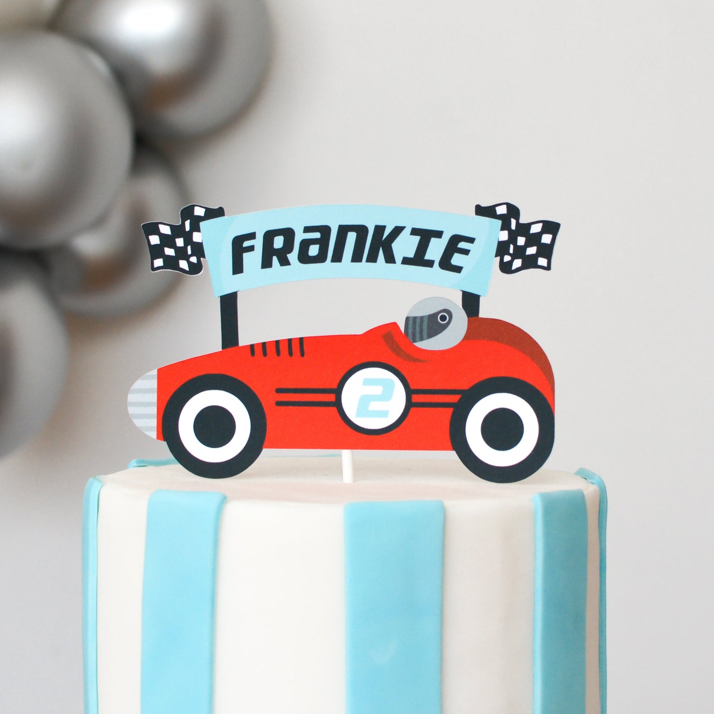 Personalized Race Car Cake Topper