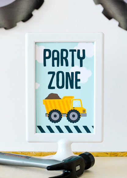 Party Zone Construction Party Sign