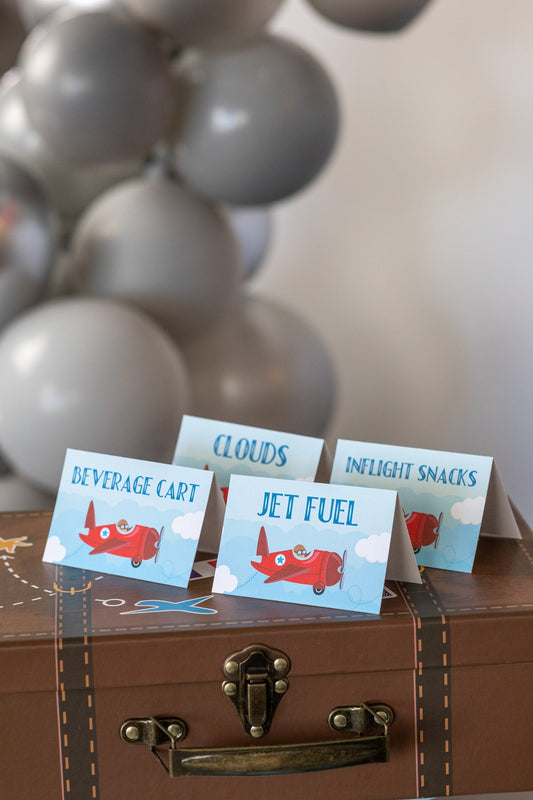 Personalized Vintage Airplane Tent Cards