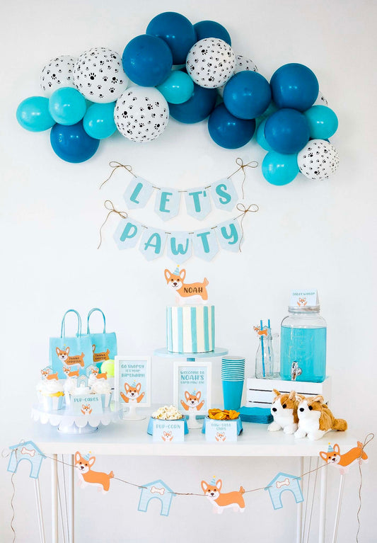 Let's Pawty Garland for a puppy dog birthday party, view 2
