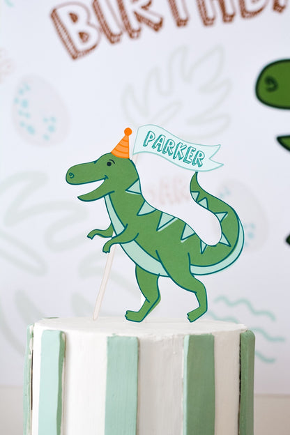 Personalized T-Rex Dinosaur Cake Topper, view 4