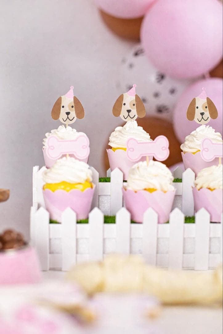 Pink Puppy Dog Cupcake Toppers