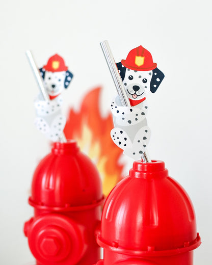 Firefighter Dalmatian Paper Straws, set of 5, view 7
