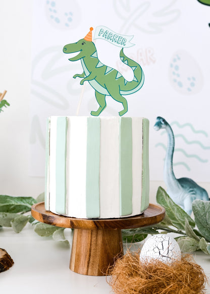 Personalized T-Rex Dinosaur Cake Topper, view 3