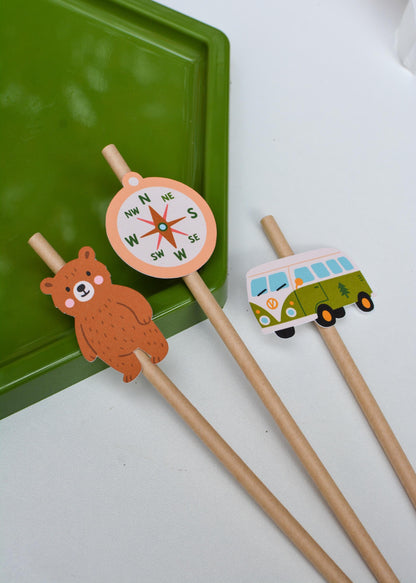One Happy Camper Paper Straws, set of 5