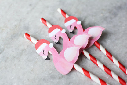 Santa Claus Flamingo Paper Straws, set of 5, view 2