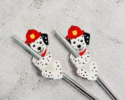 Firefighter Dalmatian Paper Straws, set of 5, view 8