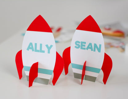 Personalized 3D Rocket Ship Tent Cards, set of 4, view 6