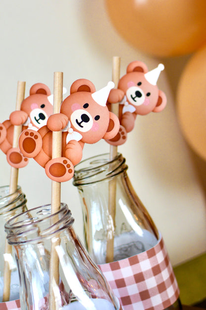 Teddy Bear Party Straws, set of 5, view 2