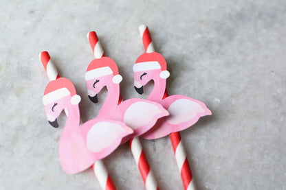 Santa Claus Flamingo Paper Straws, set of 5, view 3
