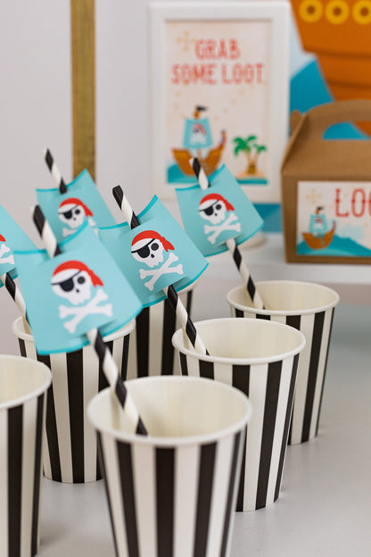 Pirate Ship Paper Straws, set of 5, view 3