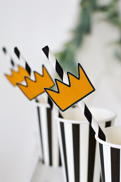 Wild One Crown Paper Straws, set of 5 for a Wild Things birthday party, view 4
