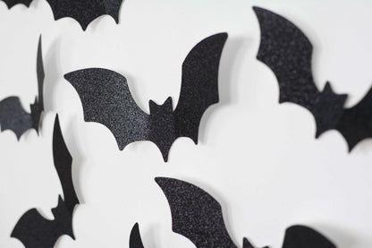 3D Glitter Bat Wall Decals, Pack of 12 for a Halloween birthday party, view 2