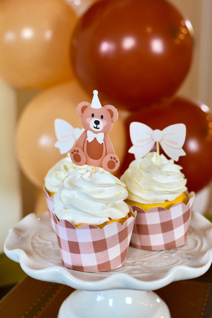 Teddy Bear Cupcake Toppers, set of 5, view 3