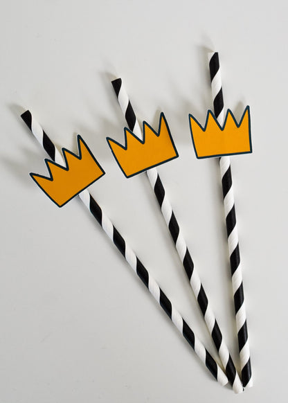 Wild One Crown Paper Straws, set of 5 for a Wild Things birthday party, view 7