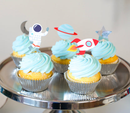Space Party Cupcake Toppers, set of 5