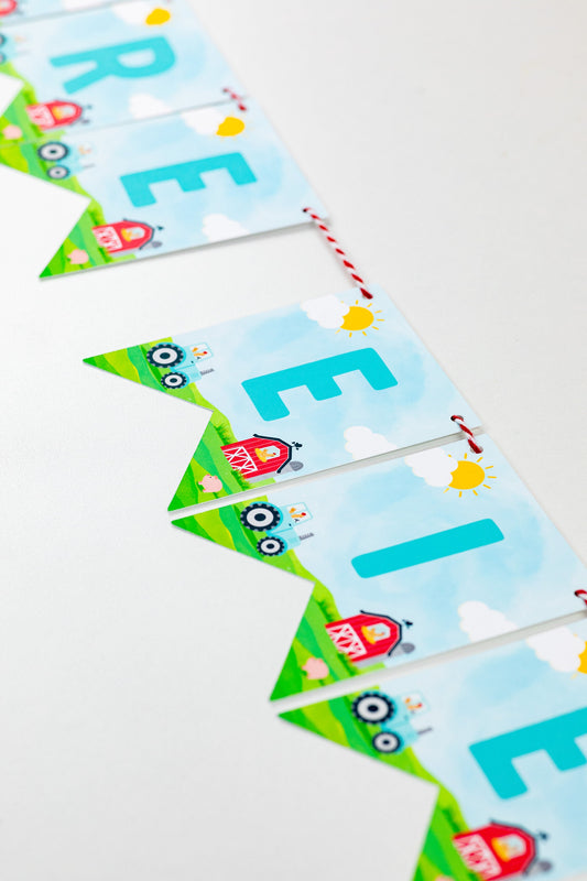 Three-I-E-I-O Farm Party Banner, view 2