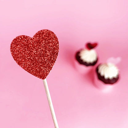 Glitter Valentine's Day Cupcake Toppers, set of 5, view 2