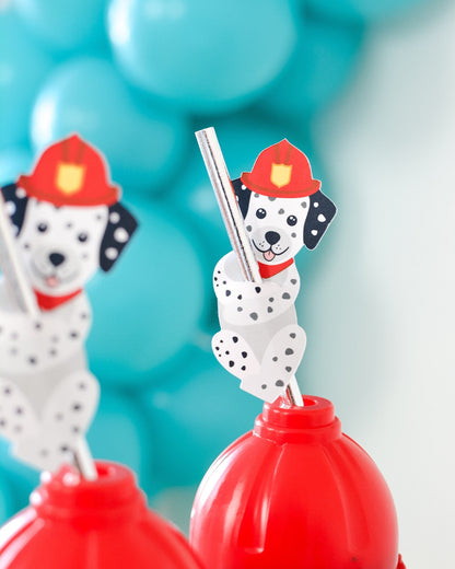 Firefighter Dalmatian Paper Straws, set of 5, view 9