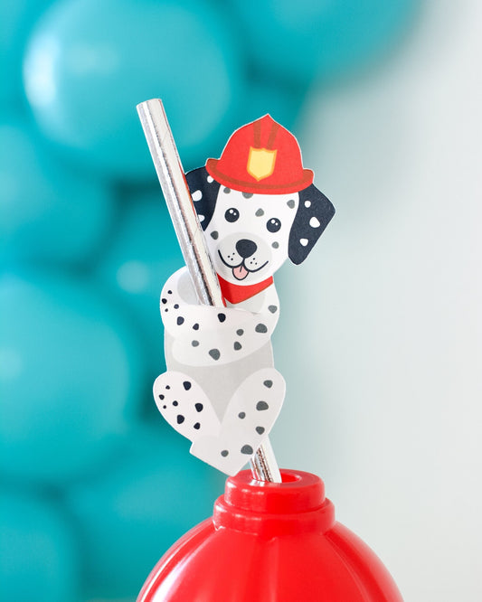 Firefighter Dalmatian Paper Straws (x5)