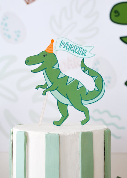 Personalized T-Rex Dinosaur Cake Topper, view 7
