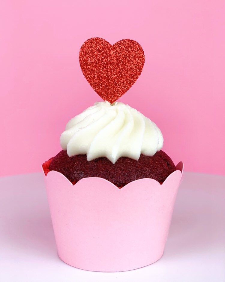 Glitter Valentine's Day Cupcake Toppers