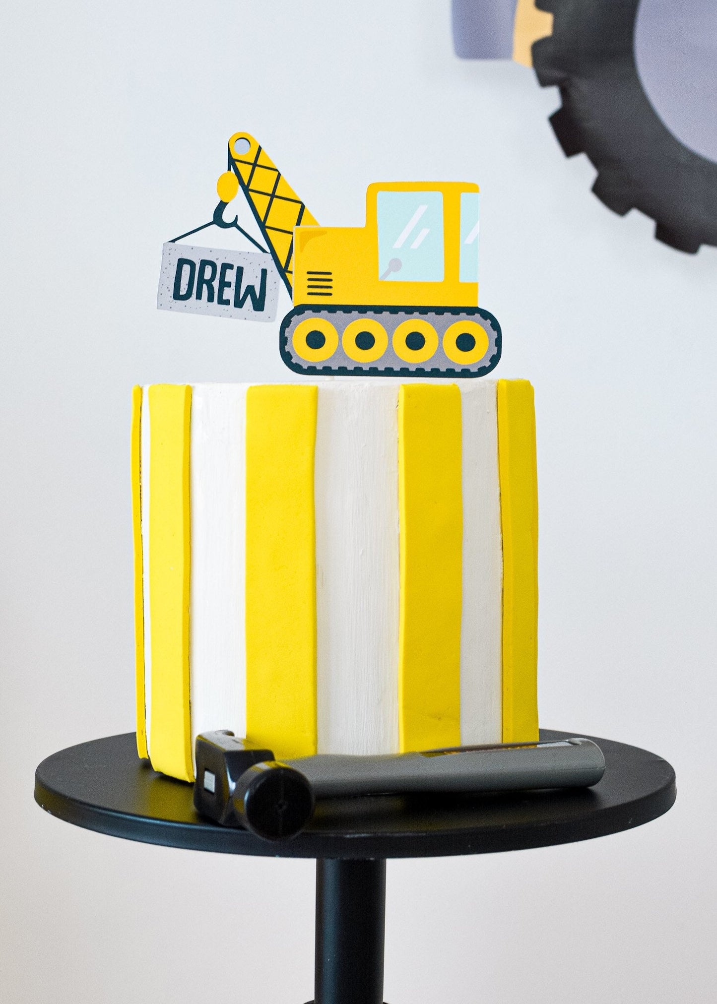 Personalized Construction Cake Topper