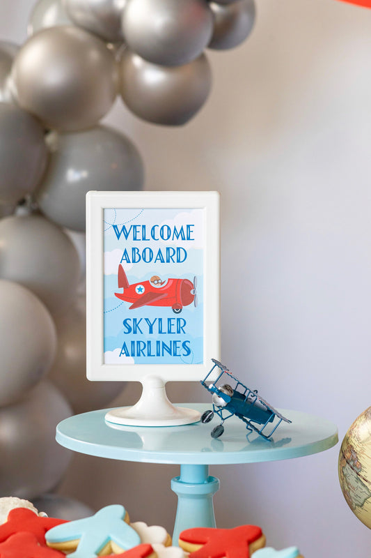 Personalized Welcome Aboard Vintage Airplane Sign, view 2