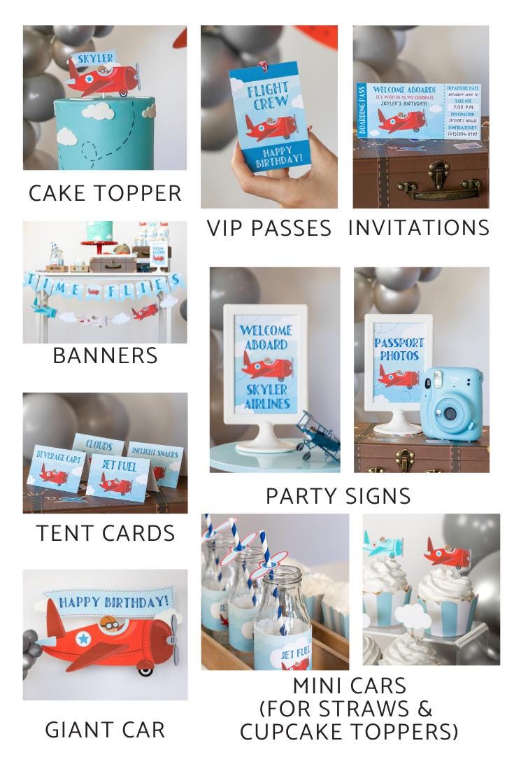 Printable Vintage Airplane Party Bundle