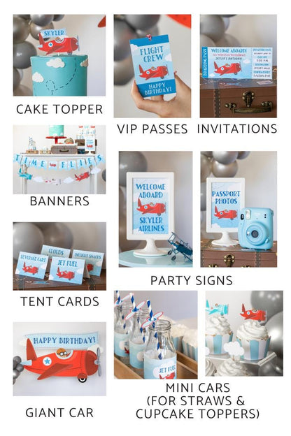 Printable Vintage Airplane Party Bundle, view 2