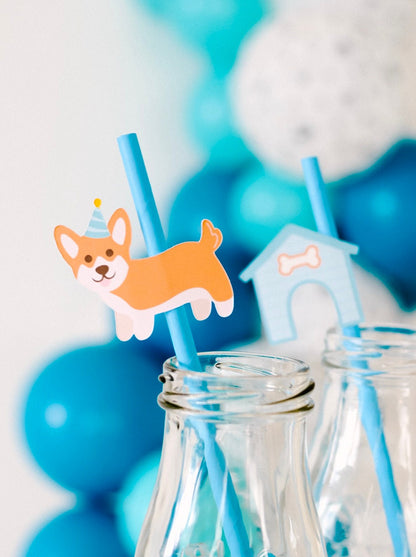 Corgi Party Paper Straws, set of 5