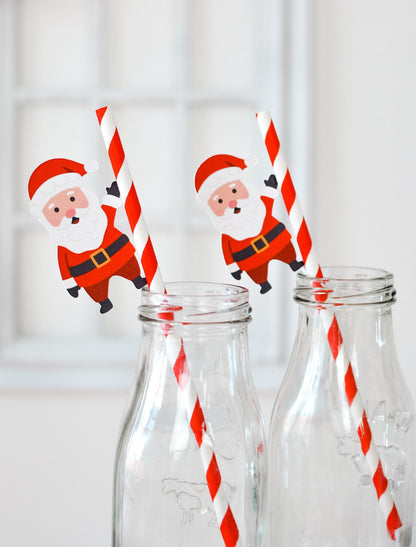 Santa Claus Paper Straws, set of 5