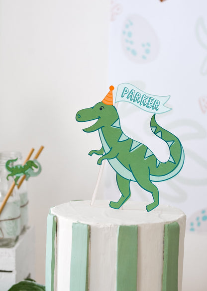 Personalized T-Rex Dinosaur Cake Topper, view 2