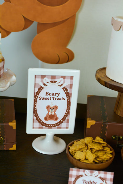 Beary Sweet Treats Sign for a teddy bear birthday party, view 2