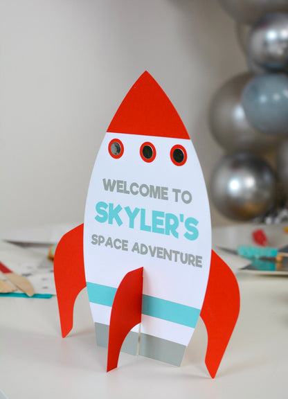 Personalized Space Rocket Ship Party Sign, view 4