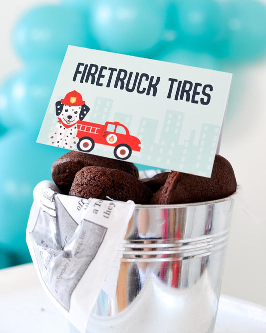 Vintage Firetruck Tent Cards