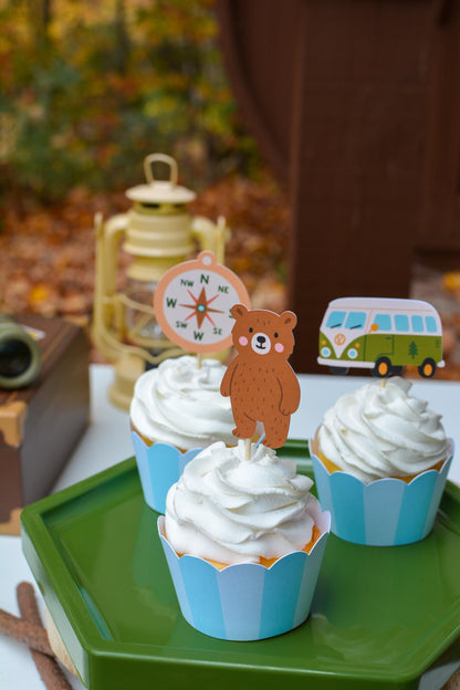 One Happy Camper Cupcake Toppers, set of 5, view 4