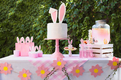 Easter Cupcake Toppers - full party table with cake and lemonade