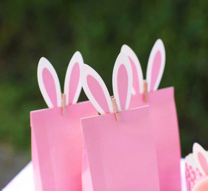 Easter Gift Tags - bunny ear tags on pink bags