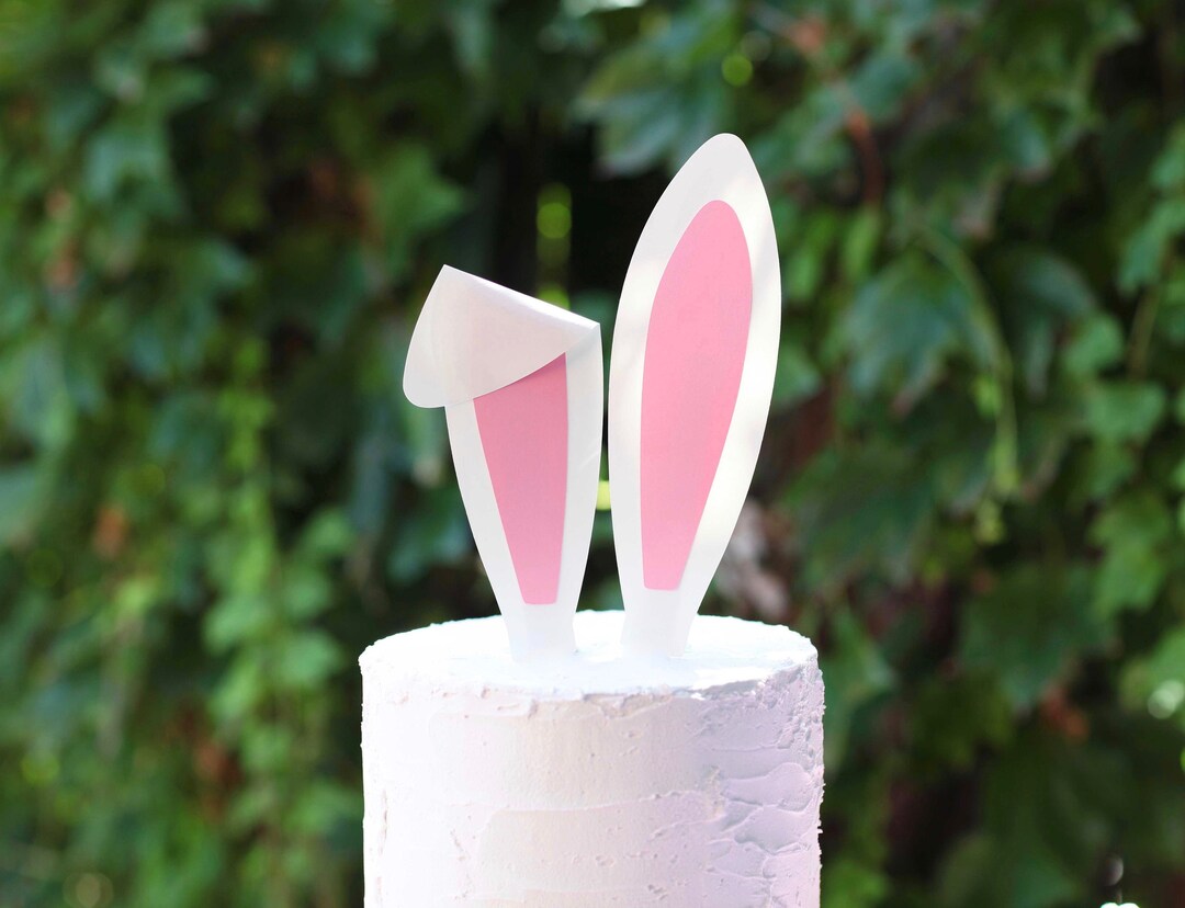 Easter Cake Topper - bunny ears on white cake