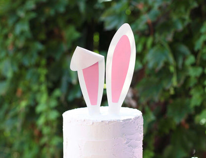 Easter Cake Topper - bunny ears on white cake
