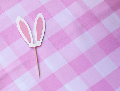 Easter Cupcake Toppers - close up on gingham background