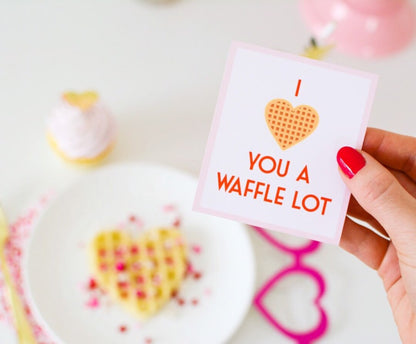Valentine's Waffle Card - main pink card design