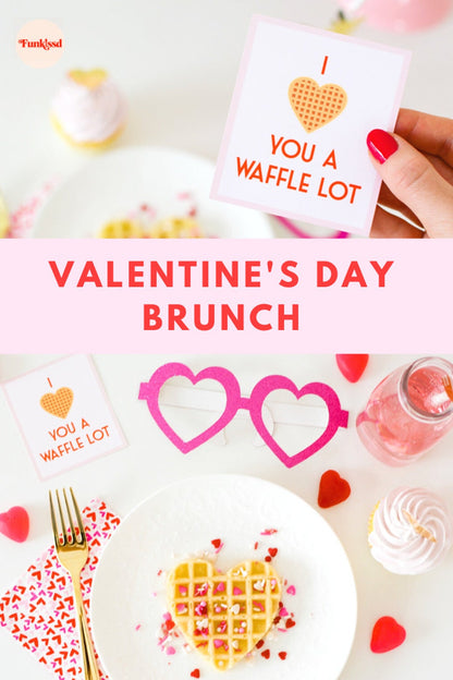 Valentine's Waffle Card - full brunch table setting