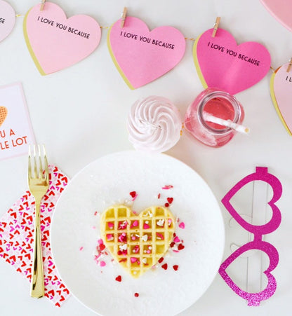 Valentine's Waffle Card - waffle plate with heart banner