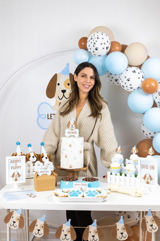 Let's Pawty Sign - full puppy party table